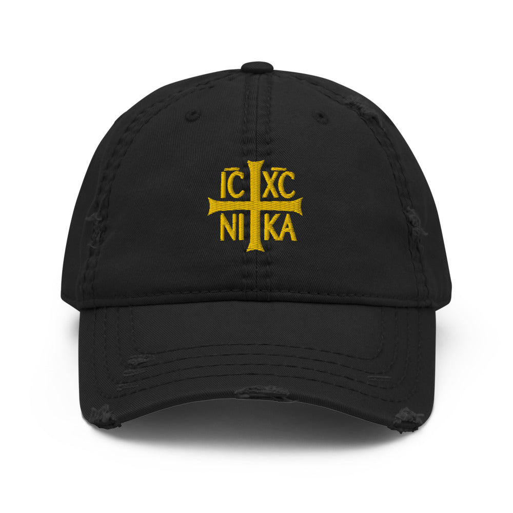 IC XC NIKA - Gold Embroidered - Distressed Orthodox Christian Hat