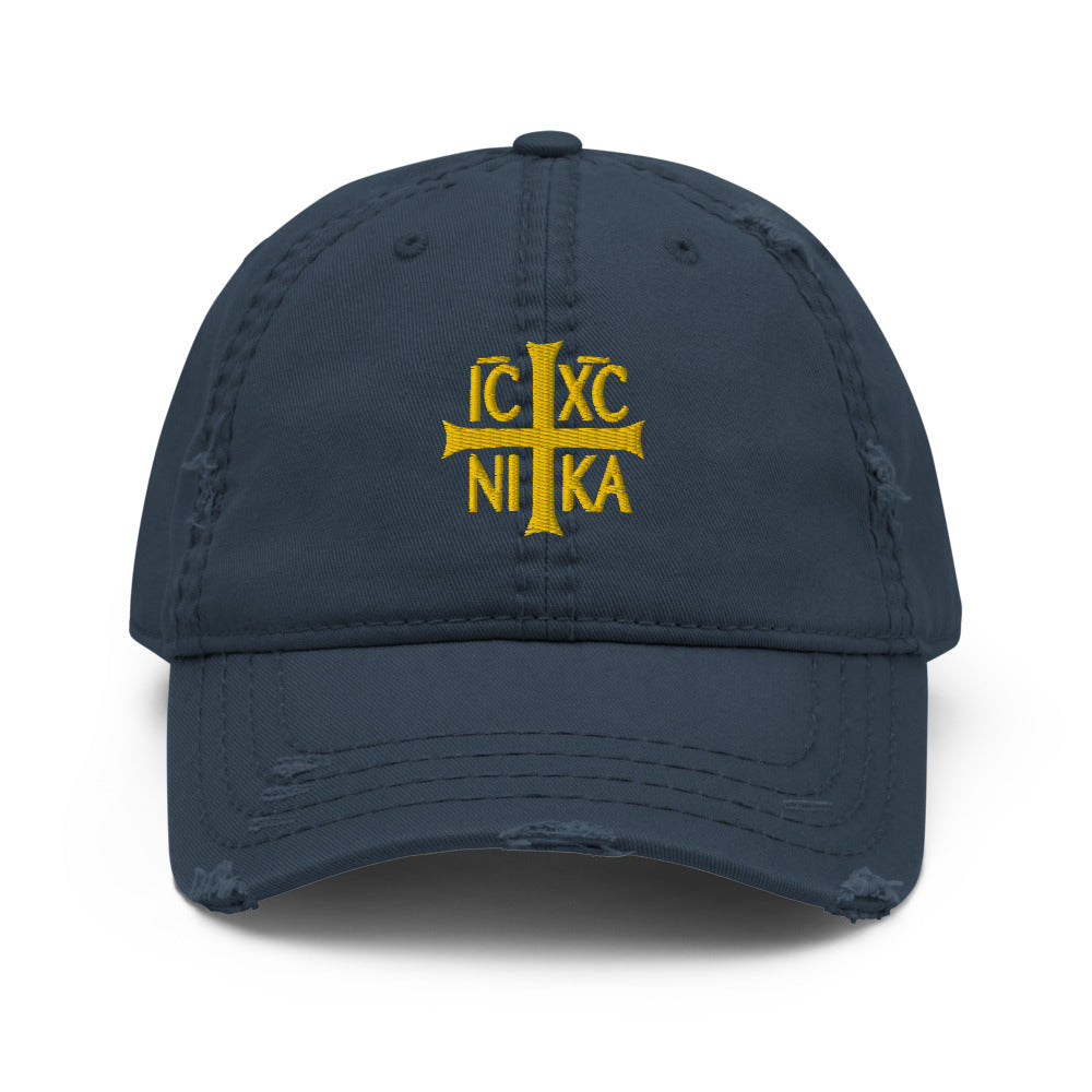 IC XC NIKA - Gold Embroidered - Distressed Orthodox Christian Hat