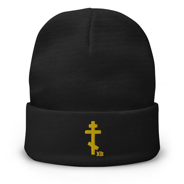 Cross XB - Gold Embroidered - Orthodox Beanie - Holy Myrrh, Inc